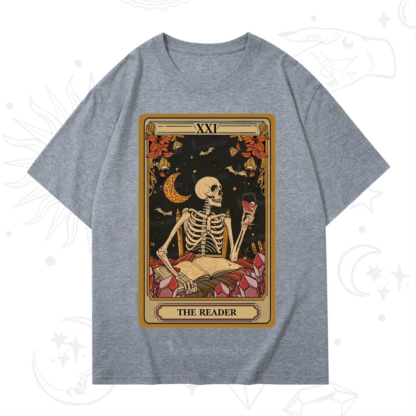 Purplehecate The Reader Tarot Skeleton T-Shirt