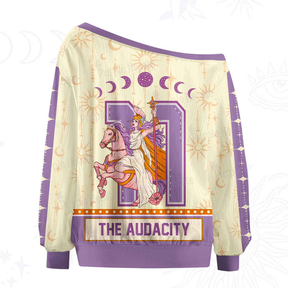 Purplehecate Arcana 11 The Audacity Off The Shoulder Graphic Jersey