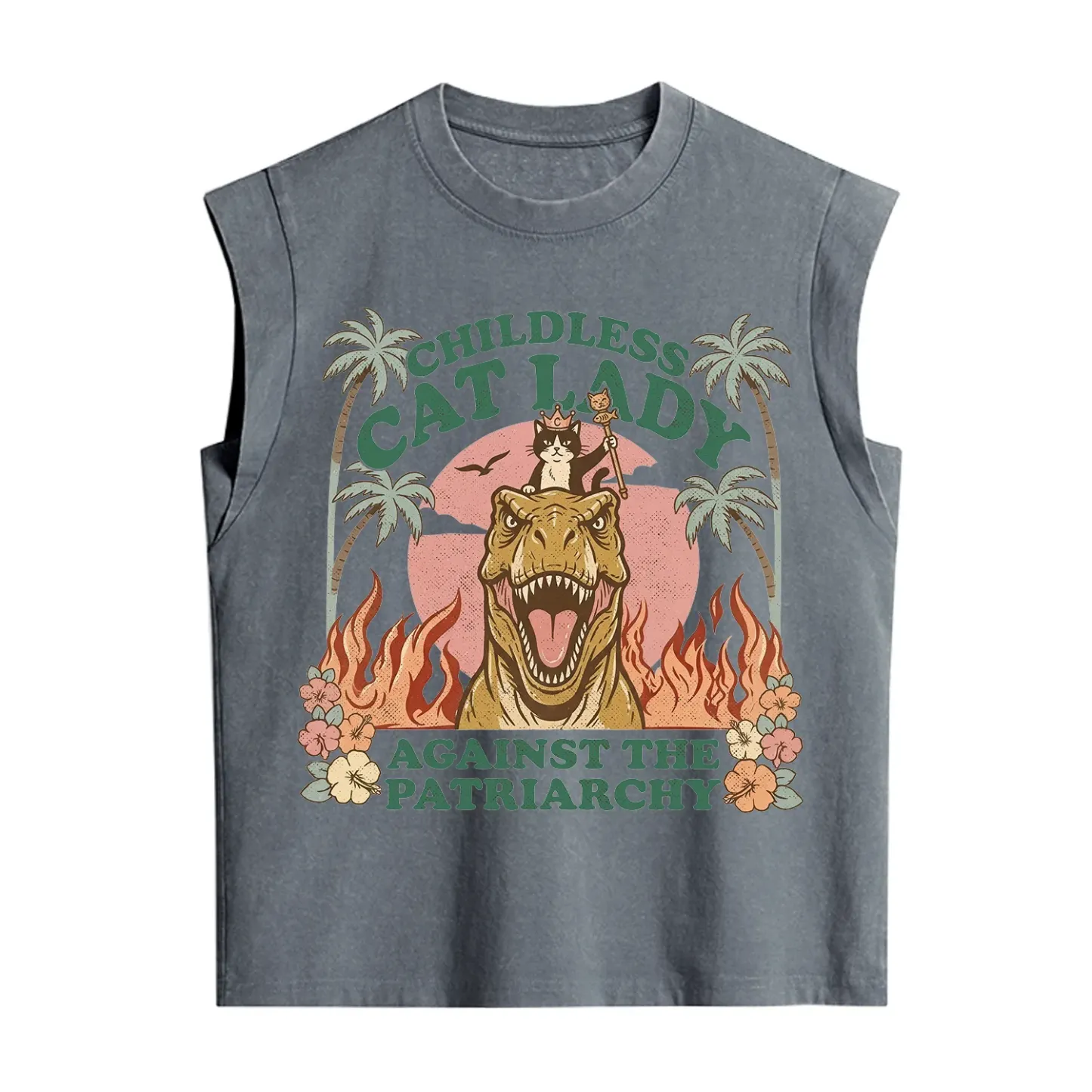 Purplehecate Childless Cat Lady Burn the Patriarchy Vintage Washed Tank