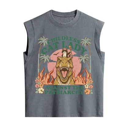 Purplehecate Childless Cat Lady Burn the Patriarchy Vintage Washed Tank