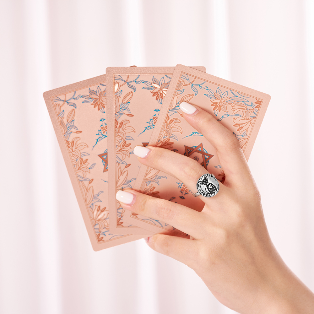 Purplehecate Moon Phase Cat Sterling Silver Ring