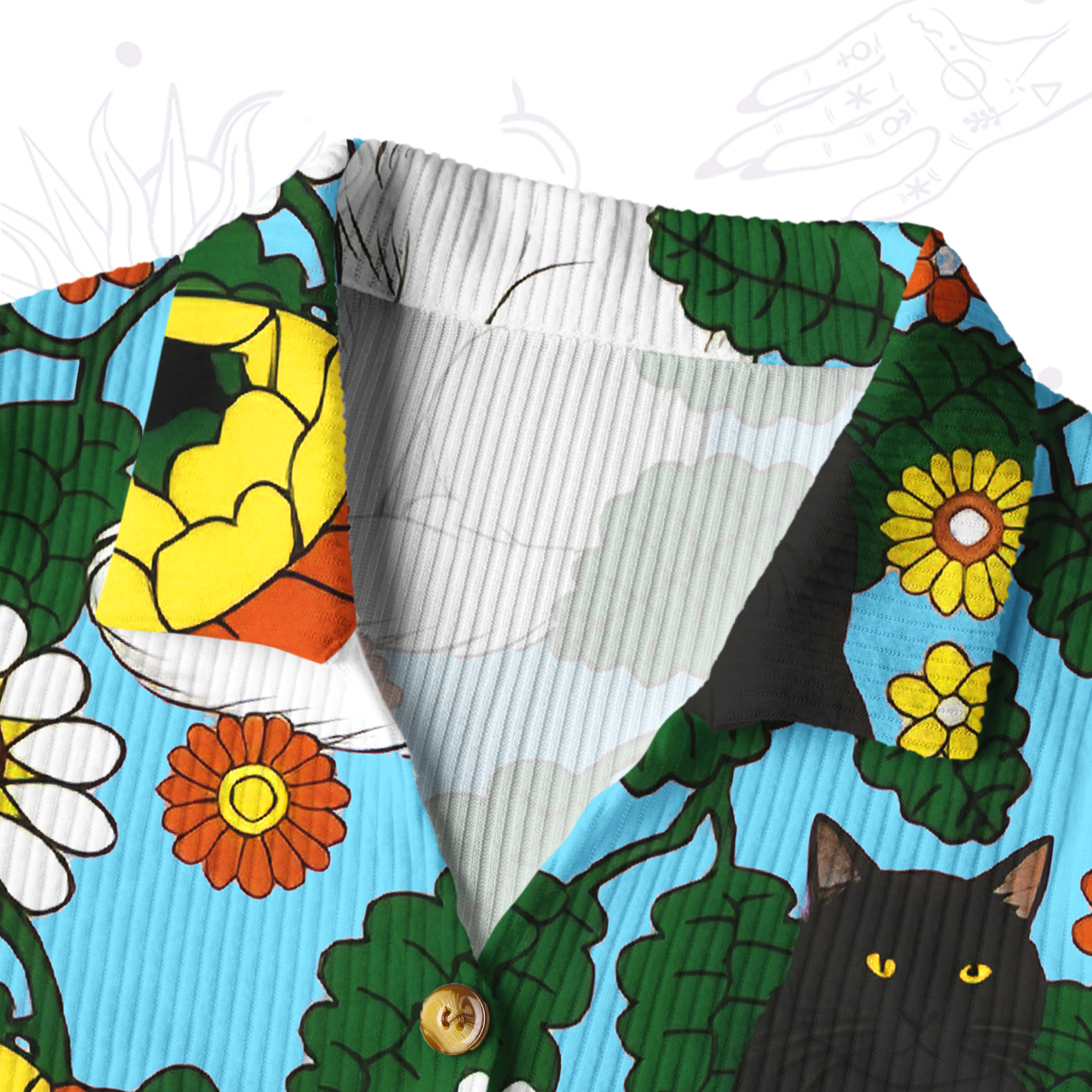 Purplehecate Daisy Cat  Garden Ribbed Knit Dress