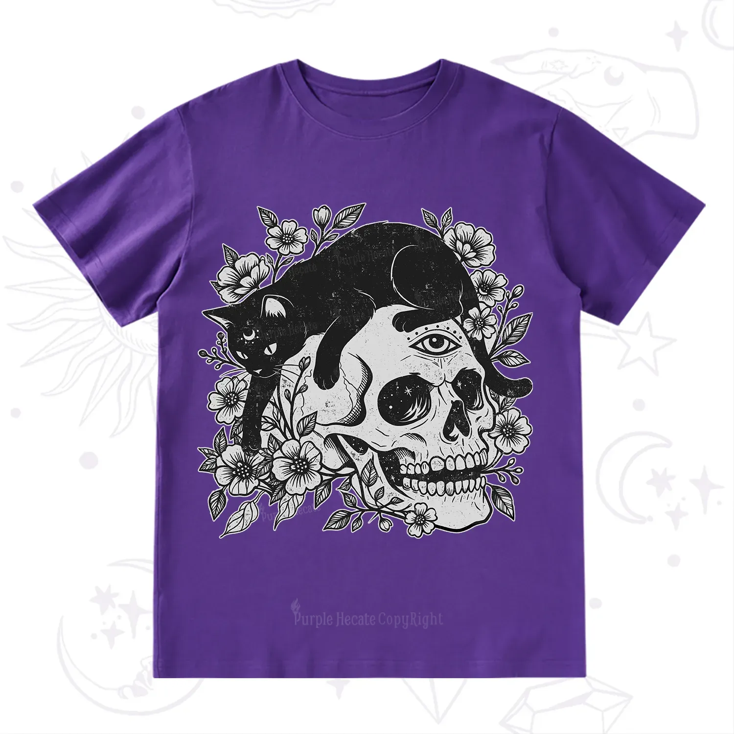 Purplehecate Black Cats In A Skull T-Shirt
