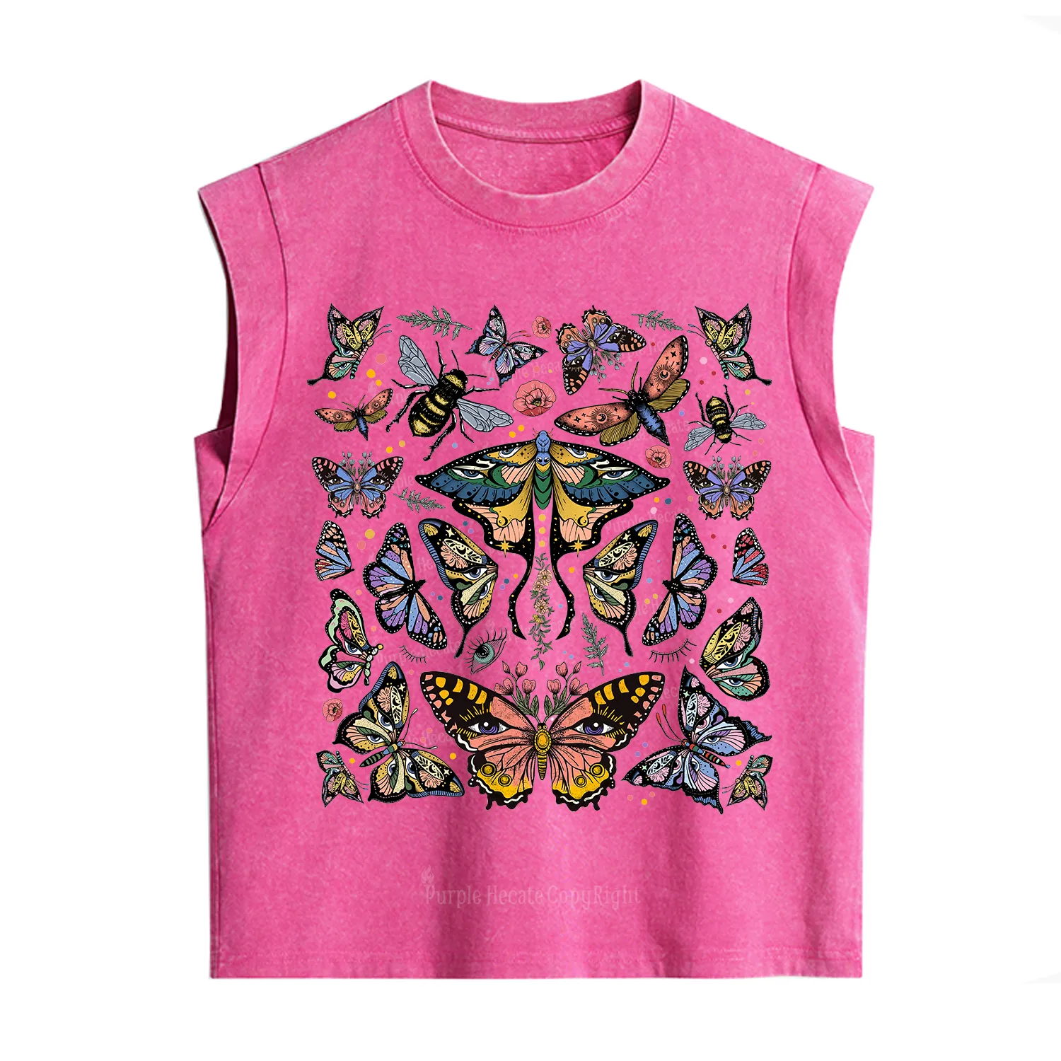 Purplehecate Mystical Butterfly & Moth Vintage Washed Tank