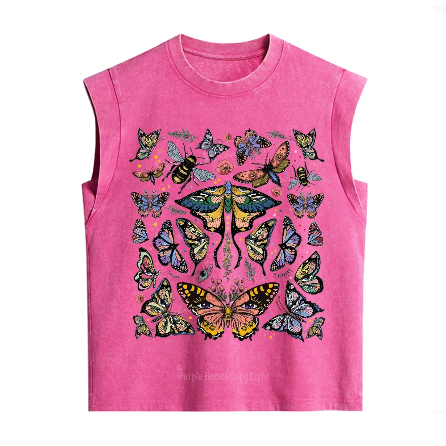 Purplehecate Mystical Butterfly & Moth Vintage Washed Tank