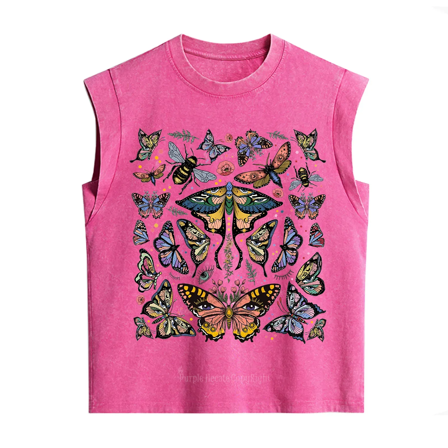 Purplehecate Mystical Butterfly & Moth Vintage Washed Tank