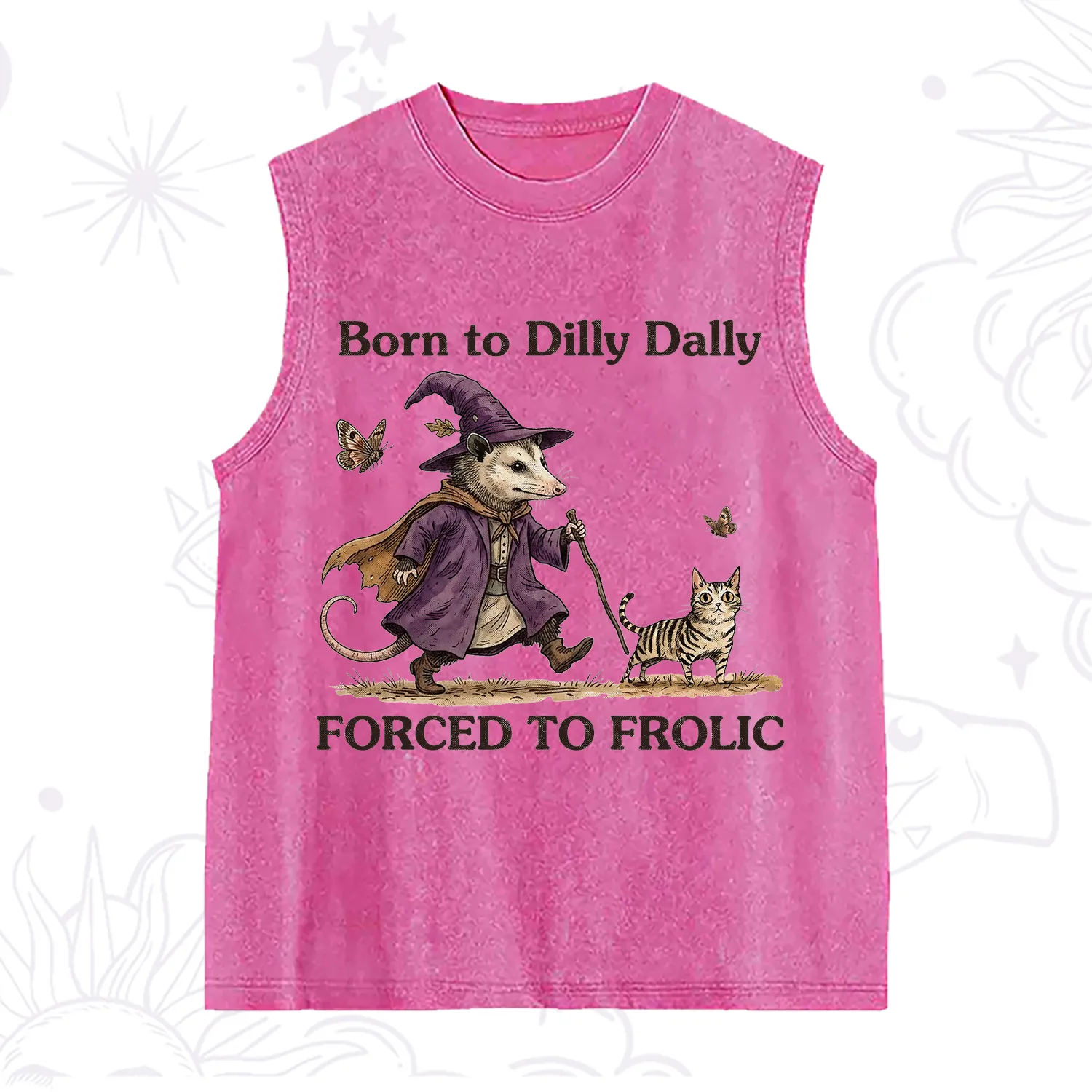 Purplehecate Born to Dilly Dally Forced to Frolic Opossum Washed Tank