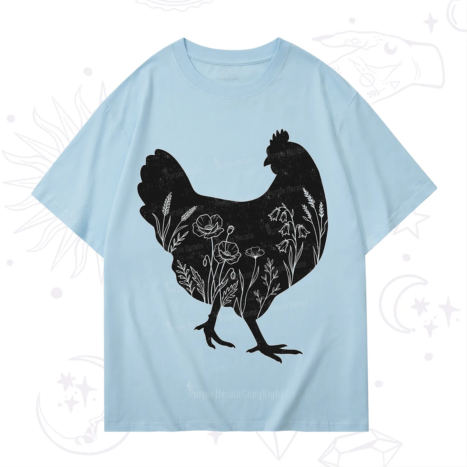 Purplehecate Floral Chicken T-Shirt