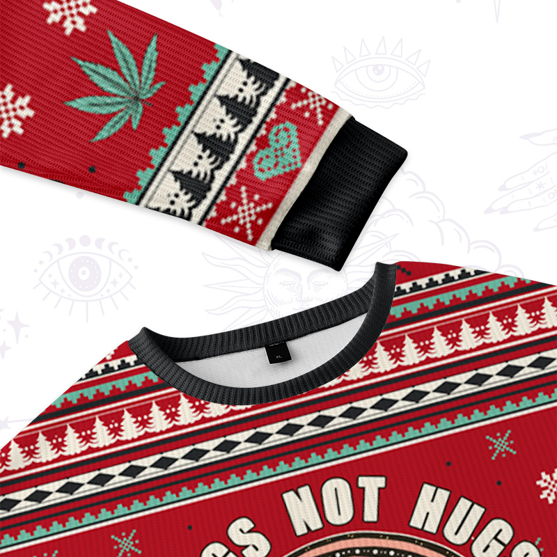 Purplehecate Drugs Not Hugs Ugly Christmas Sweatshirts
