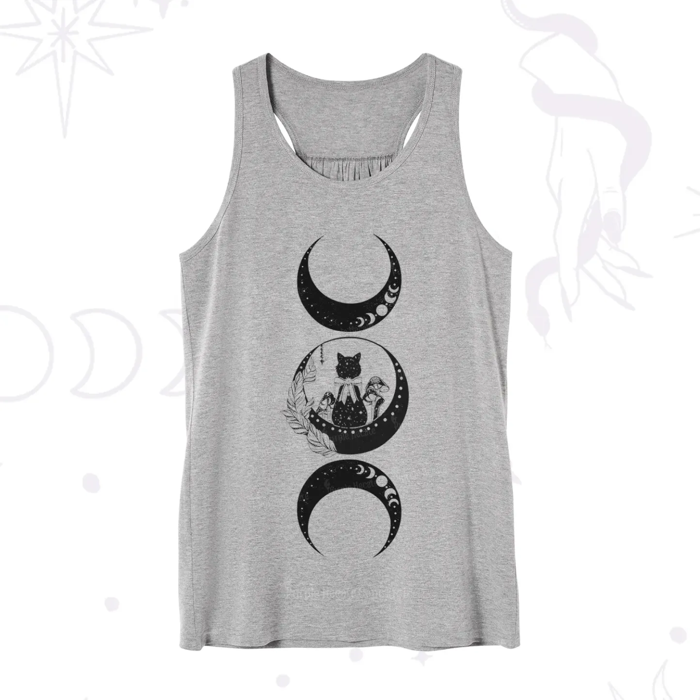 Purplehecate Cat And Moon Phases Tank