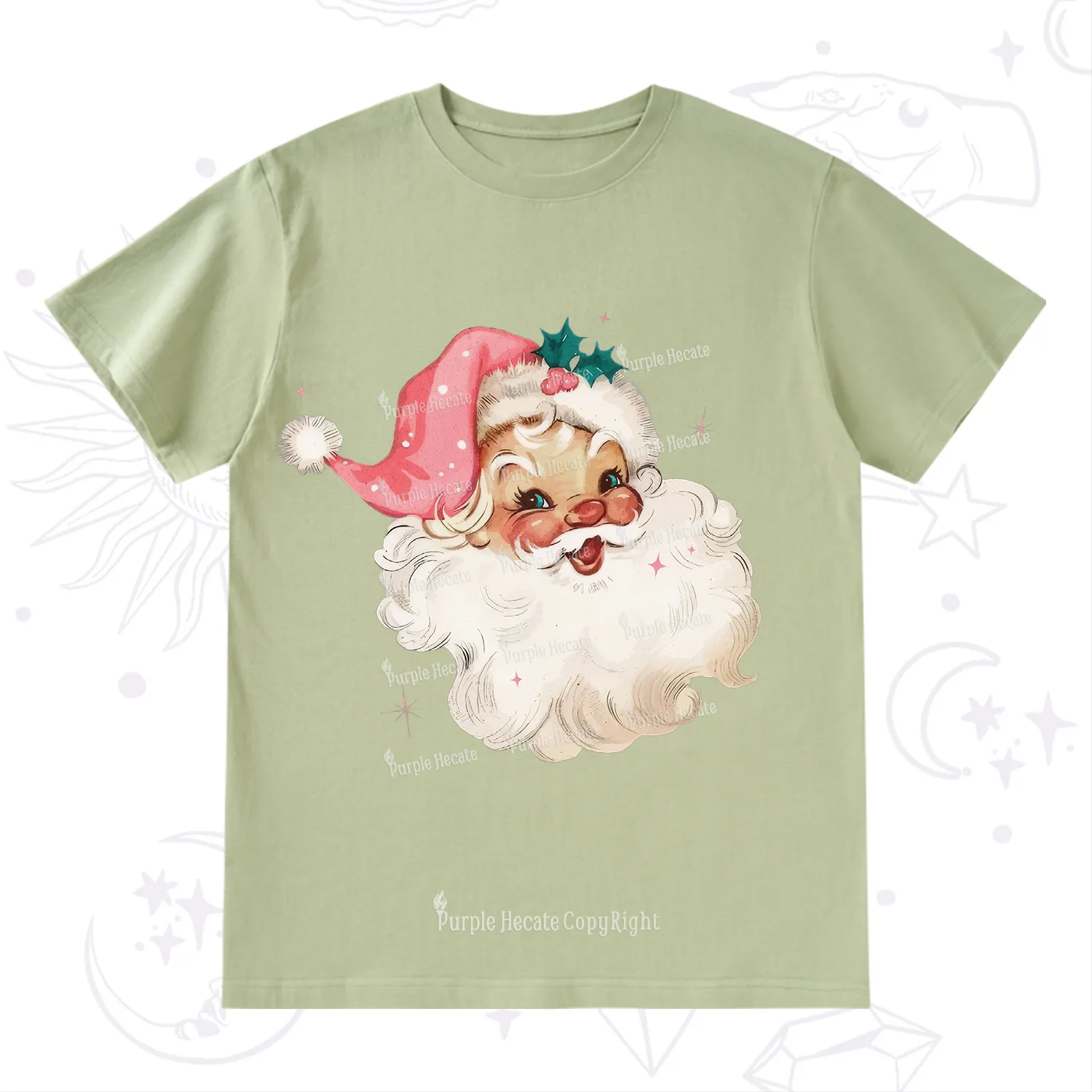 Purplehecate Pink Santa Christmas T-Shirt