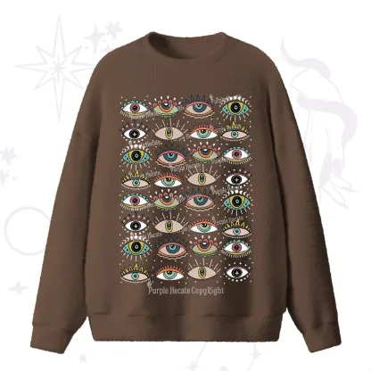 Purplehecate Evil Eye Pattern Fuzzy Ugly Sweater