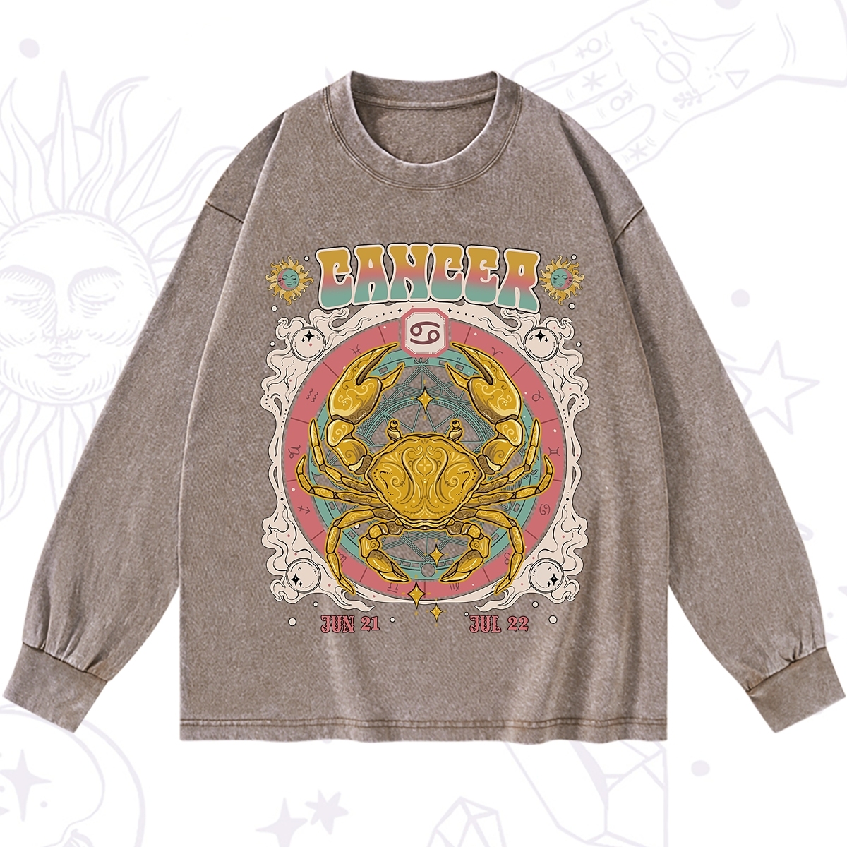 Purplehecate Cancer Cosmic Zodiac Washed Long Sleeve Shirt