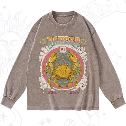 Purplehecate Cancer Cosmic Zodiac Washed Long Sleeve Shirt