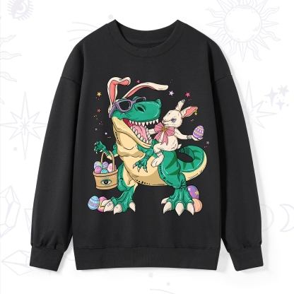 Purplehecate Easter Bunny Riding Dinosaur Sweatshirt