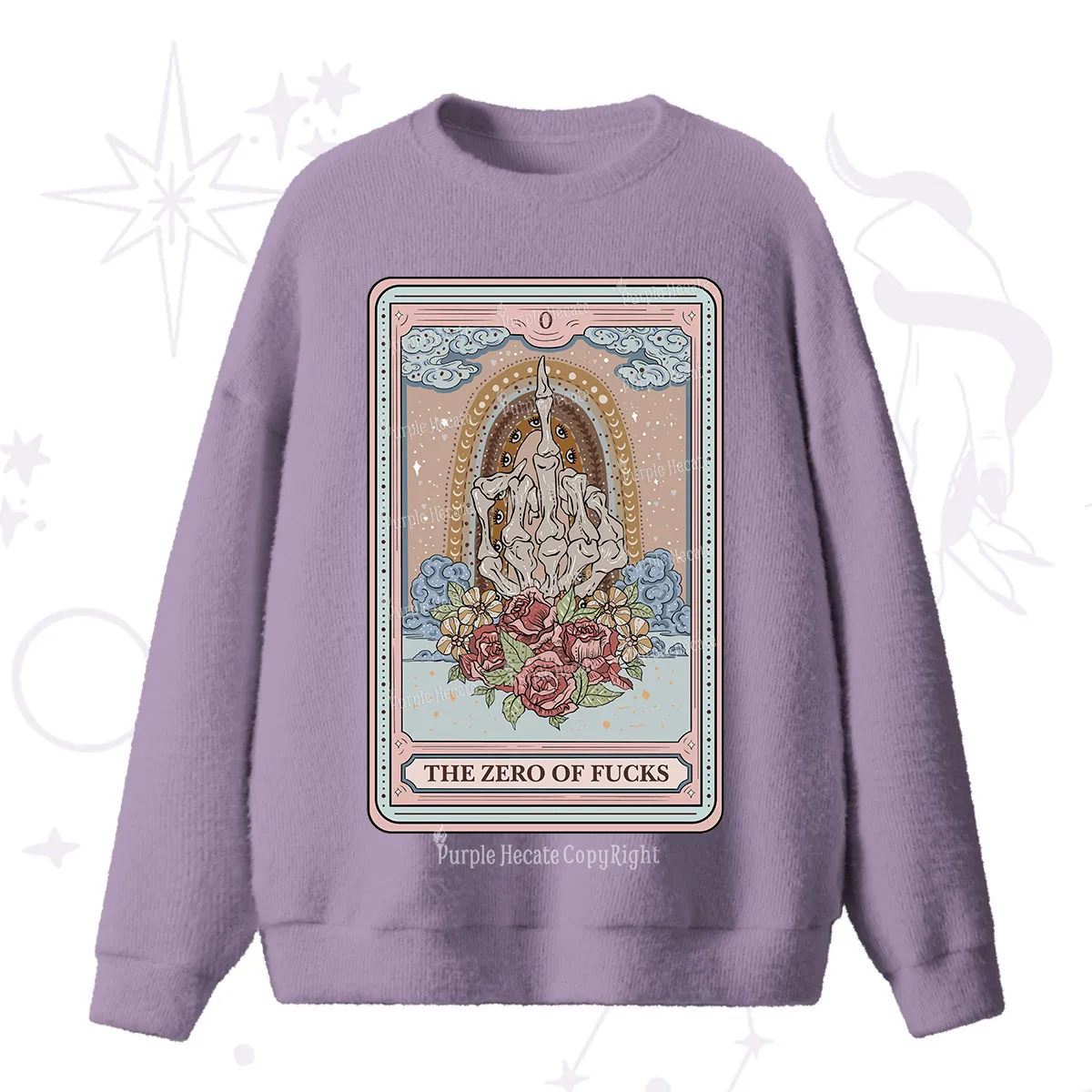 Purplehecate The Zero Of Fucks Tarot Fuzzy Ugly Sweater