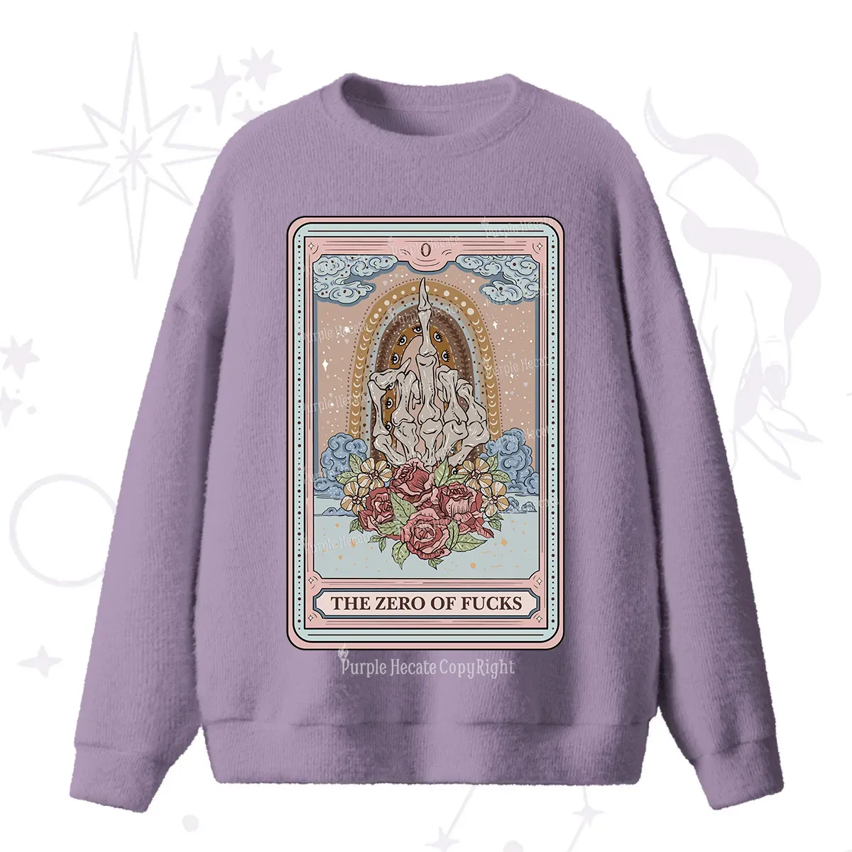 Purplehecate The Zero Of Fucks Tarot Fuzzy Ugly Sweater