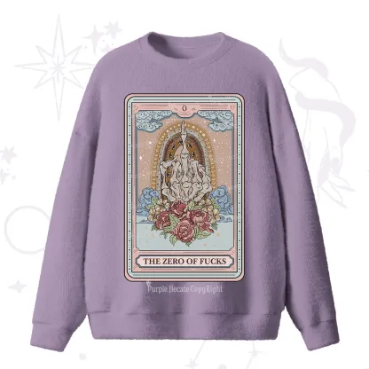 Purplehecate The Zero Of Fucks Tarot Fuzzy Ugly Sweater