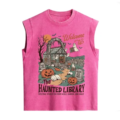 Purplehecate Welcome to the Haunted Library Vintage Washed Tank