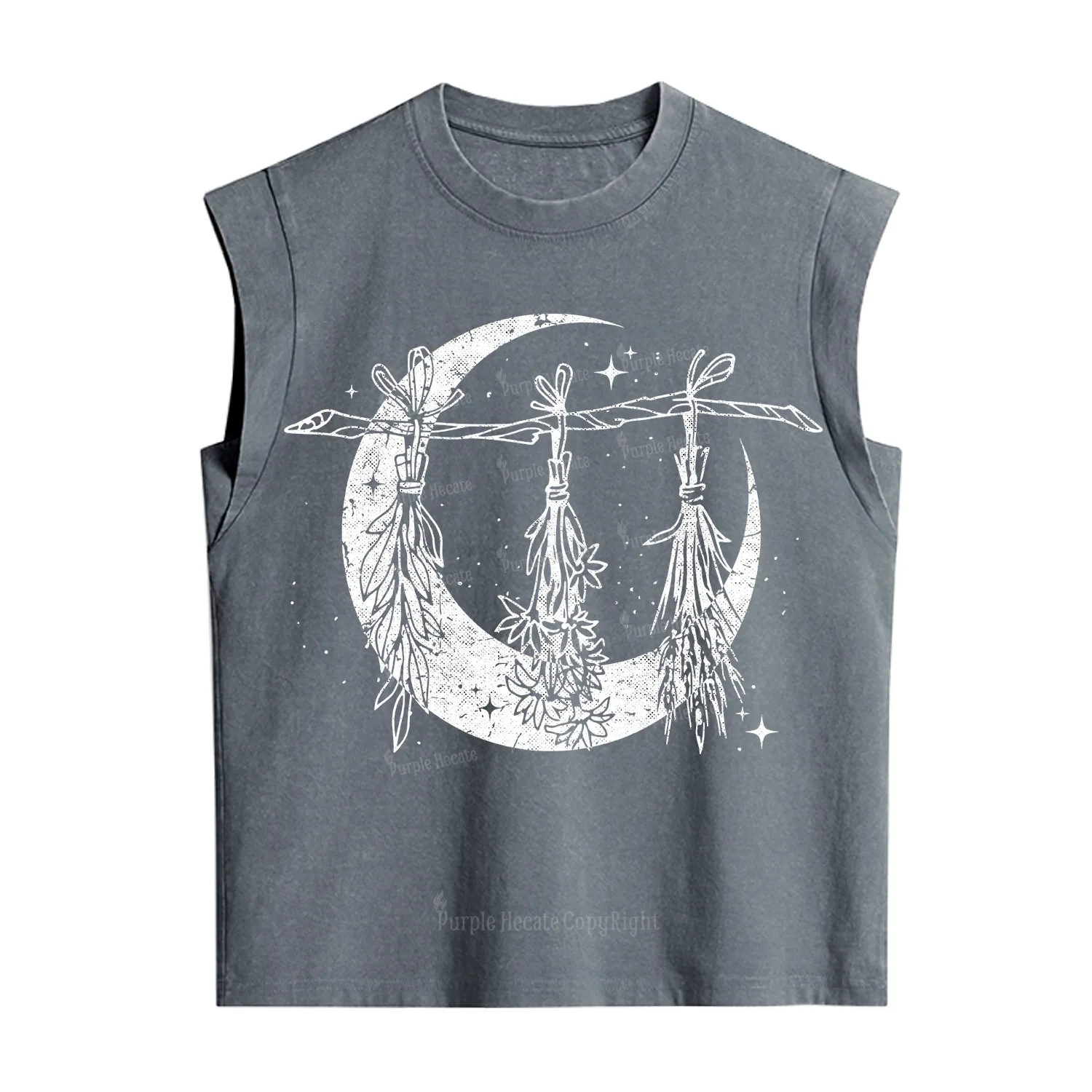 Purplehecate Witchy Moon Herbs Vintage Washed Tank