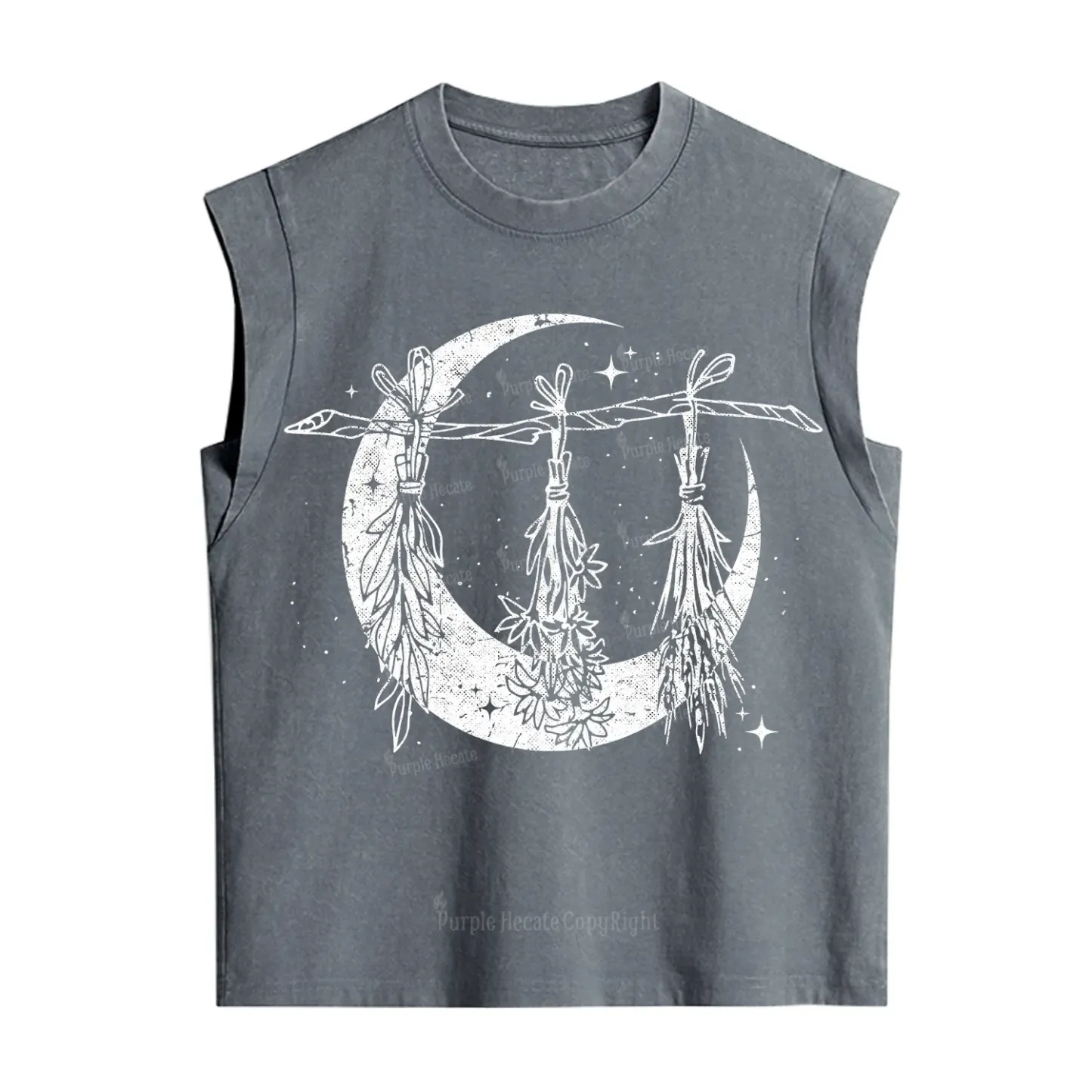 Purplehecate Witchy Moon Herbs Vintage Washed Tank