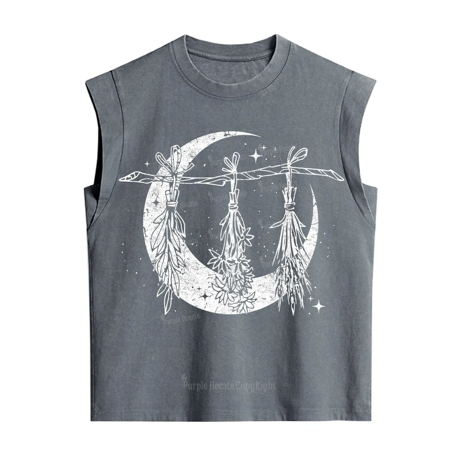 Purplehecate Witchy Moon Herbs Vintage Washed Tank