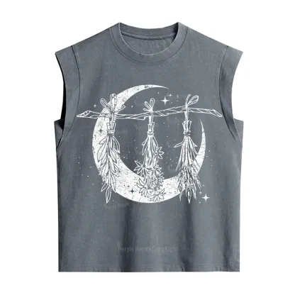 Purplehecate Witchy Moon Herbs Vintage Washed Tank