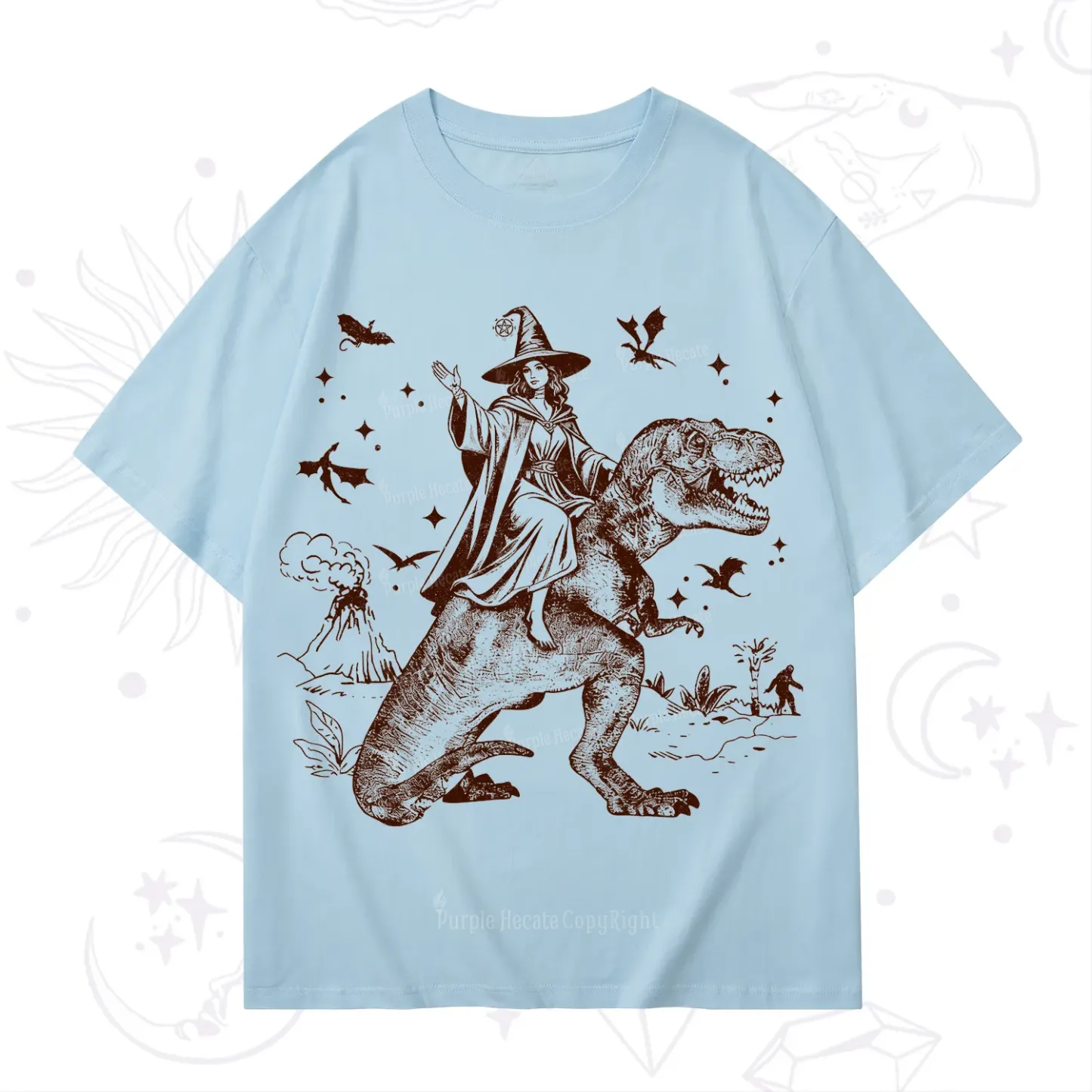 Purplehecate Witch Riding Dino T-Shirt