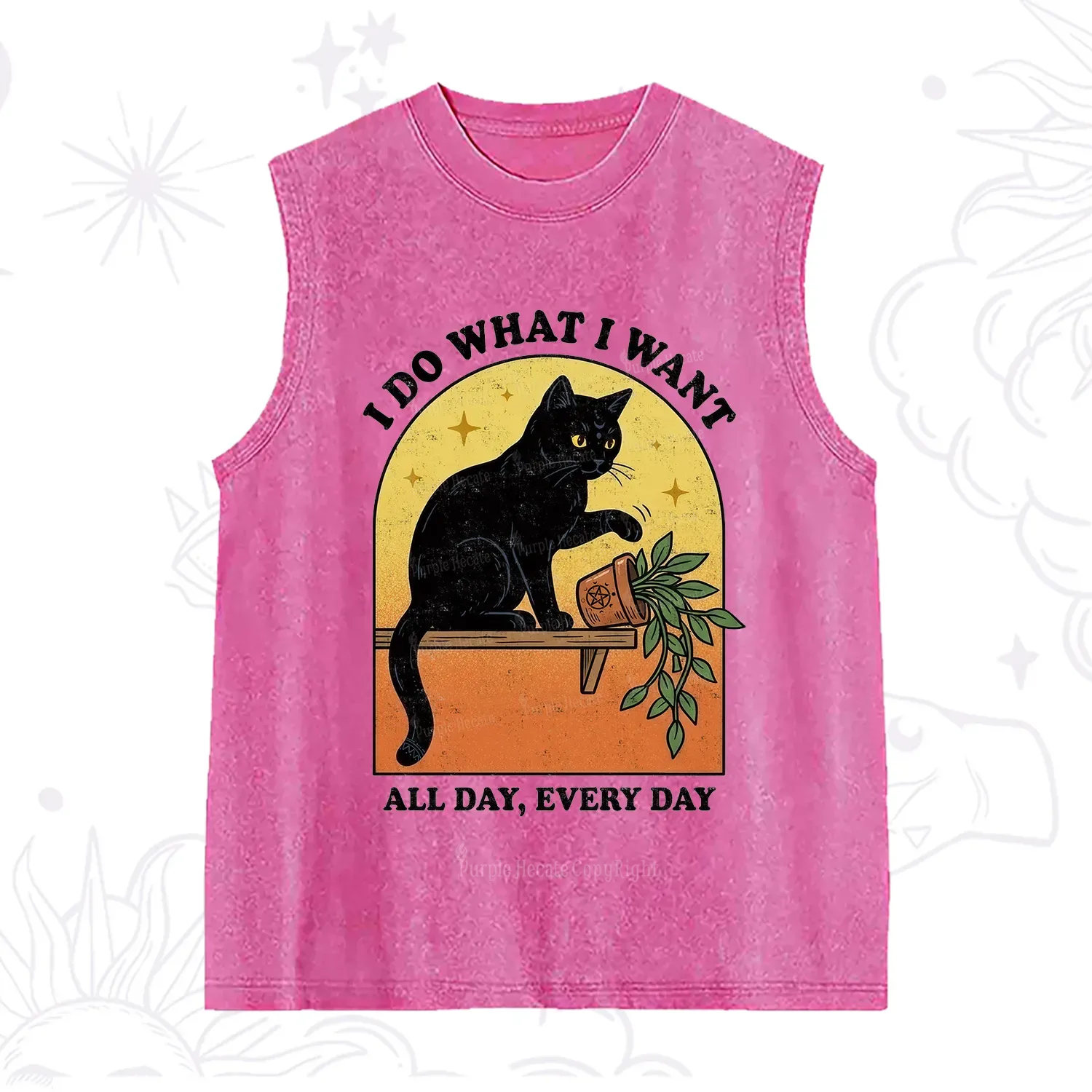 Purplehecate I Do What I Want Funny Black Cat Washed Tank