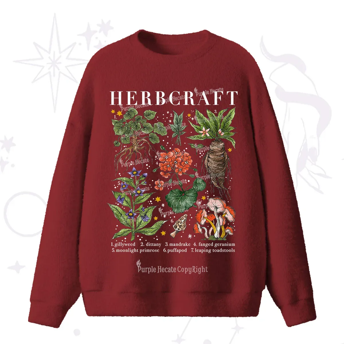 Purplehecate Magical Herbcraft Fuzzy Ugly Sweater