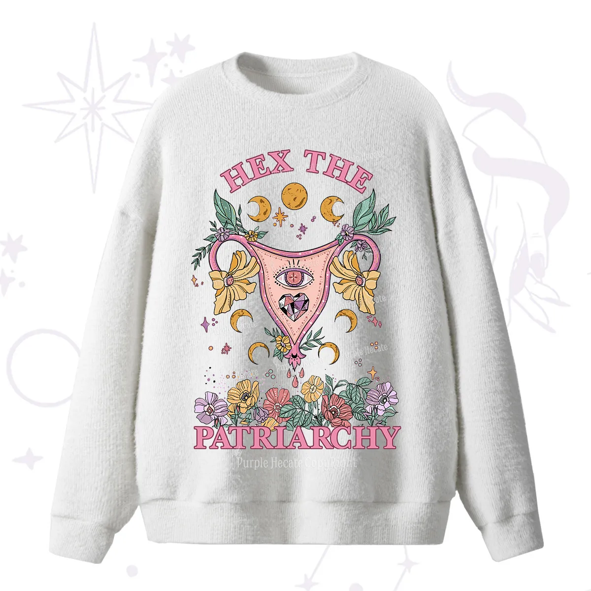 Purplehecate Hex the Patriarchy Feminist Fuzzy Ugly Sweater
