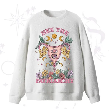 Purplehecate Hex the Patriarchy Feminist Fuzzy Ugly Sweater