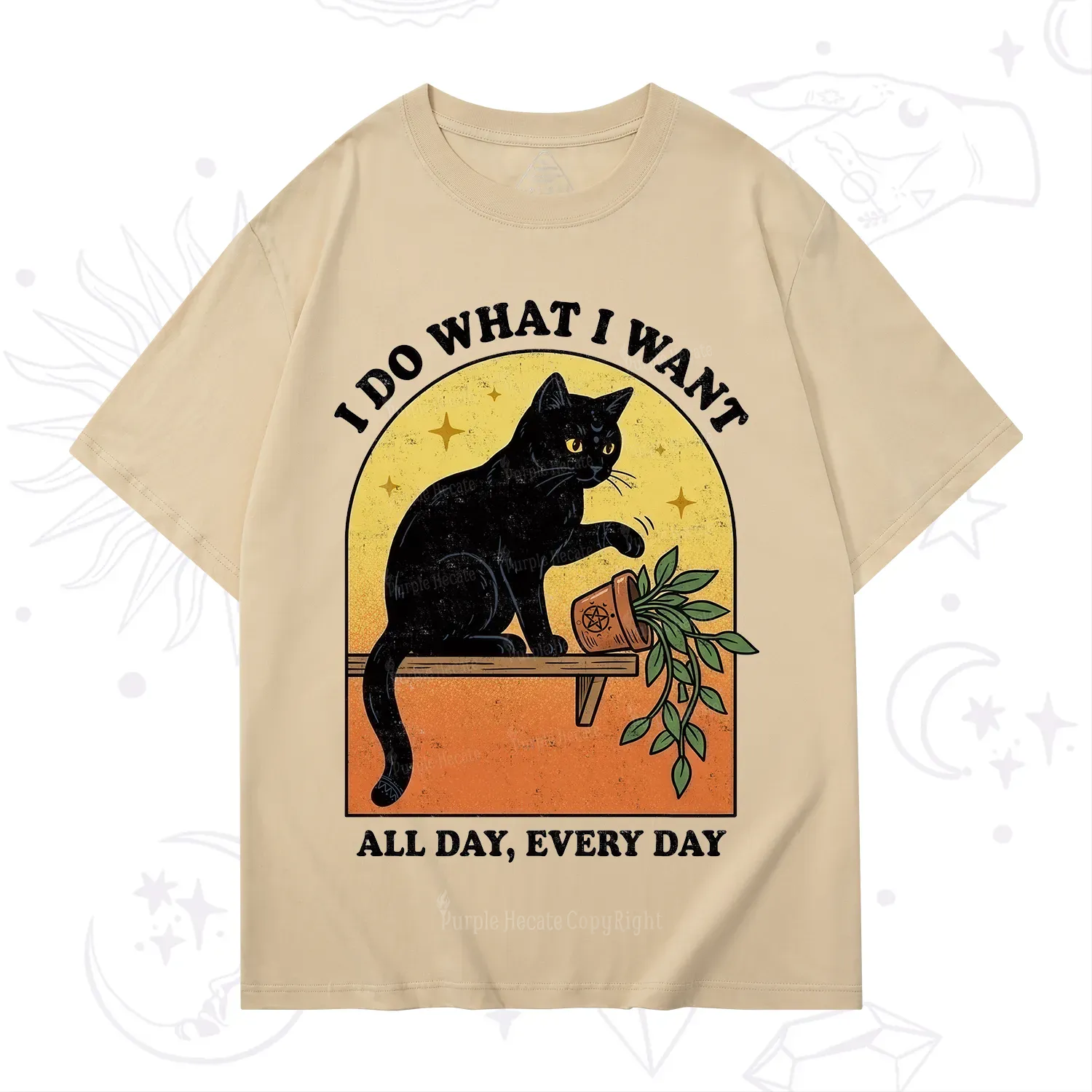 Purplehecate I Do What I Want Funny Black Cat T-Shirt