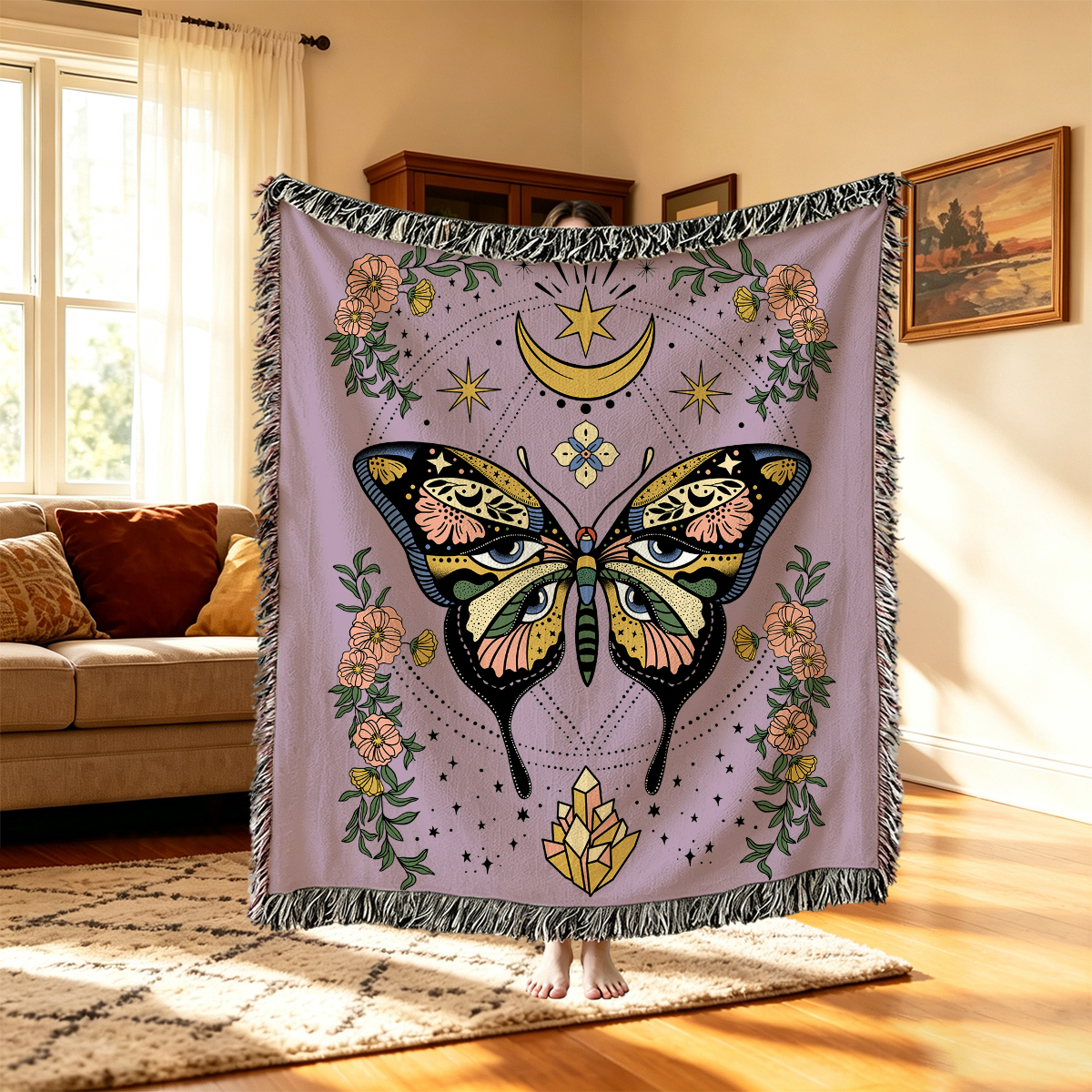 Purplehecate I Am Opening Woven Tapestry Blanket