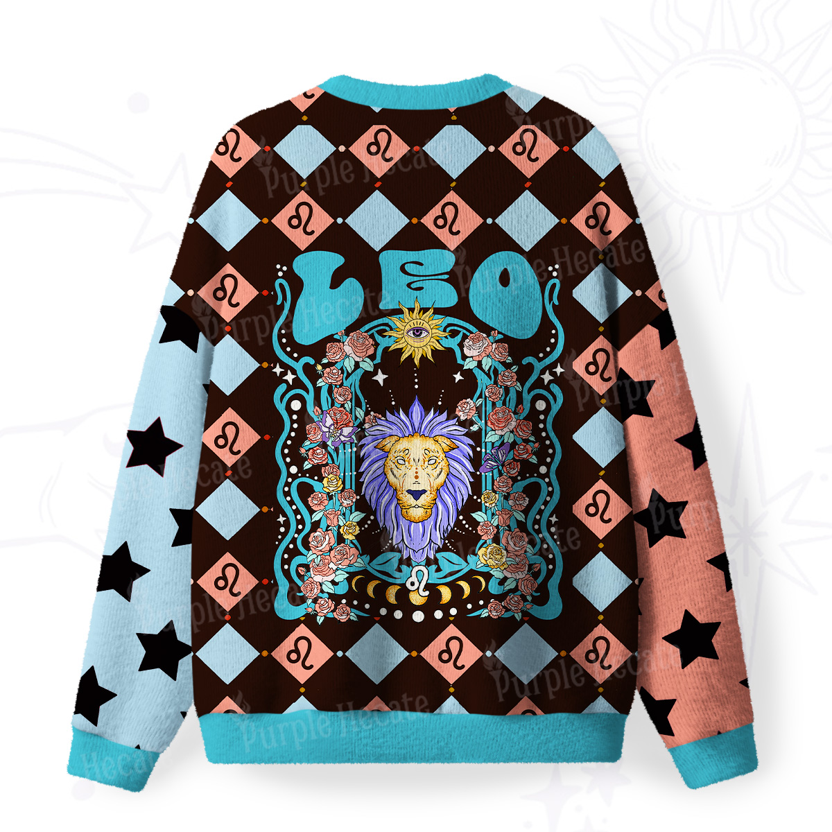 Purplehecate Leo Spirit Zodiac Fuzzy Ugly Sweatshirt