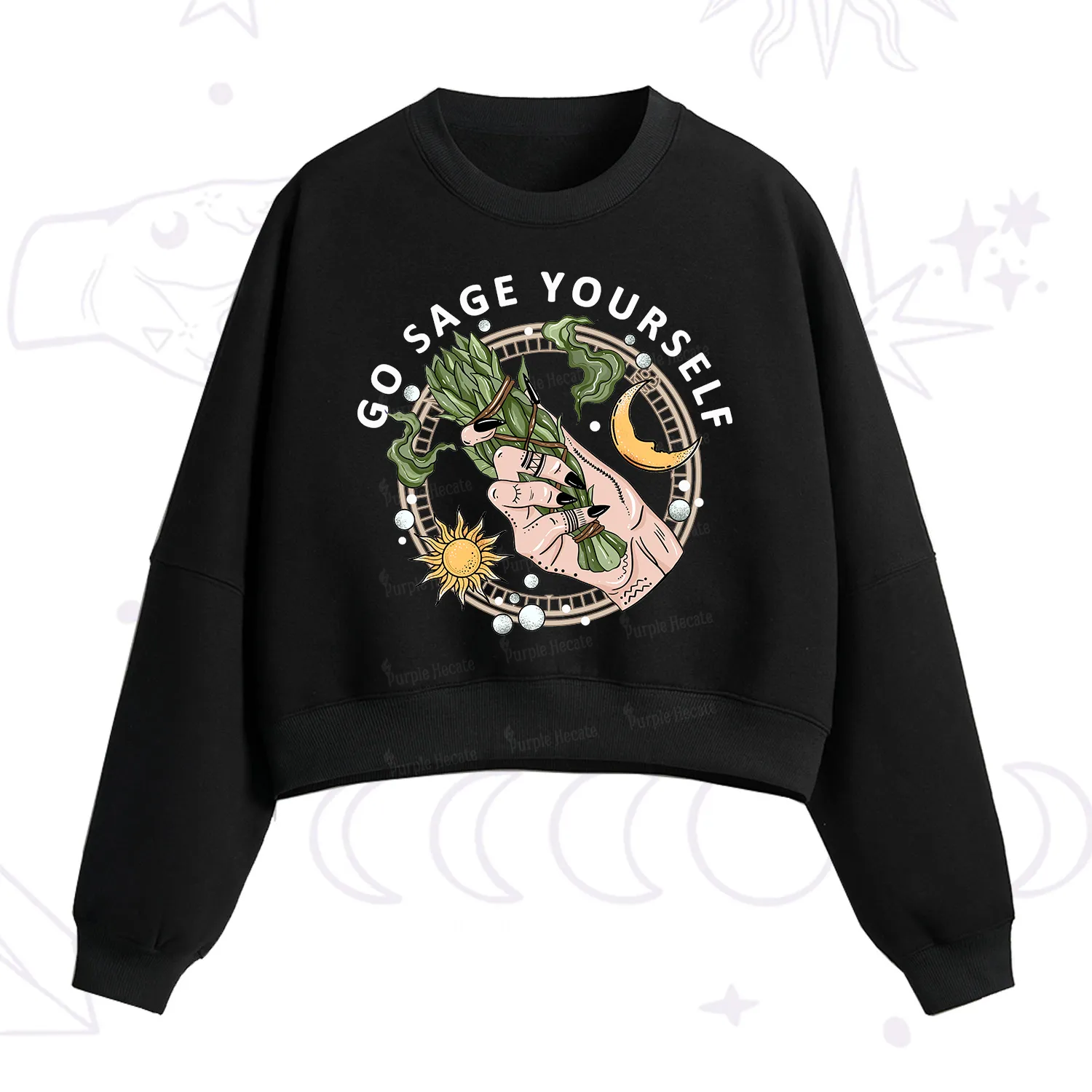 Purplehecate Go Sage Yourself Fleece Cropped Sweatshirt