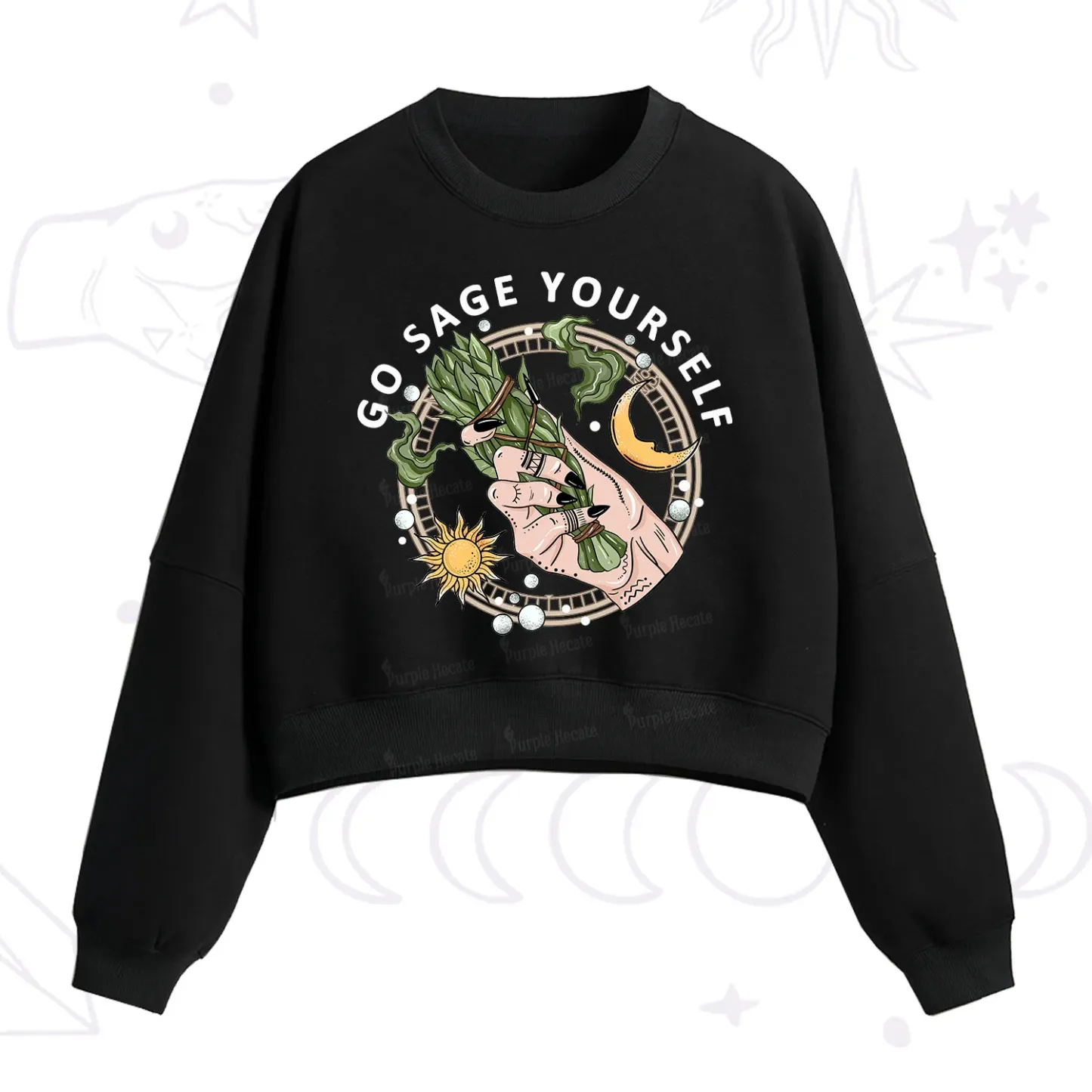 Purplehecate Go Sage Yourself Fleece Cropped Sweatshirt