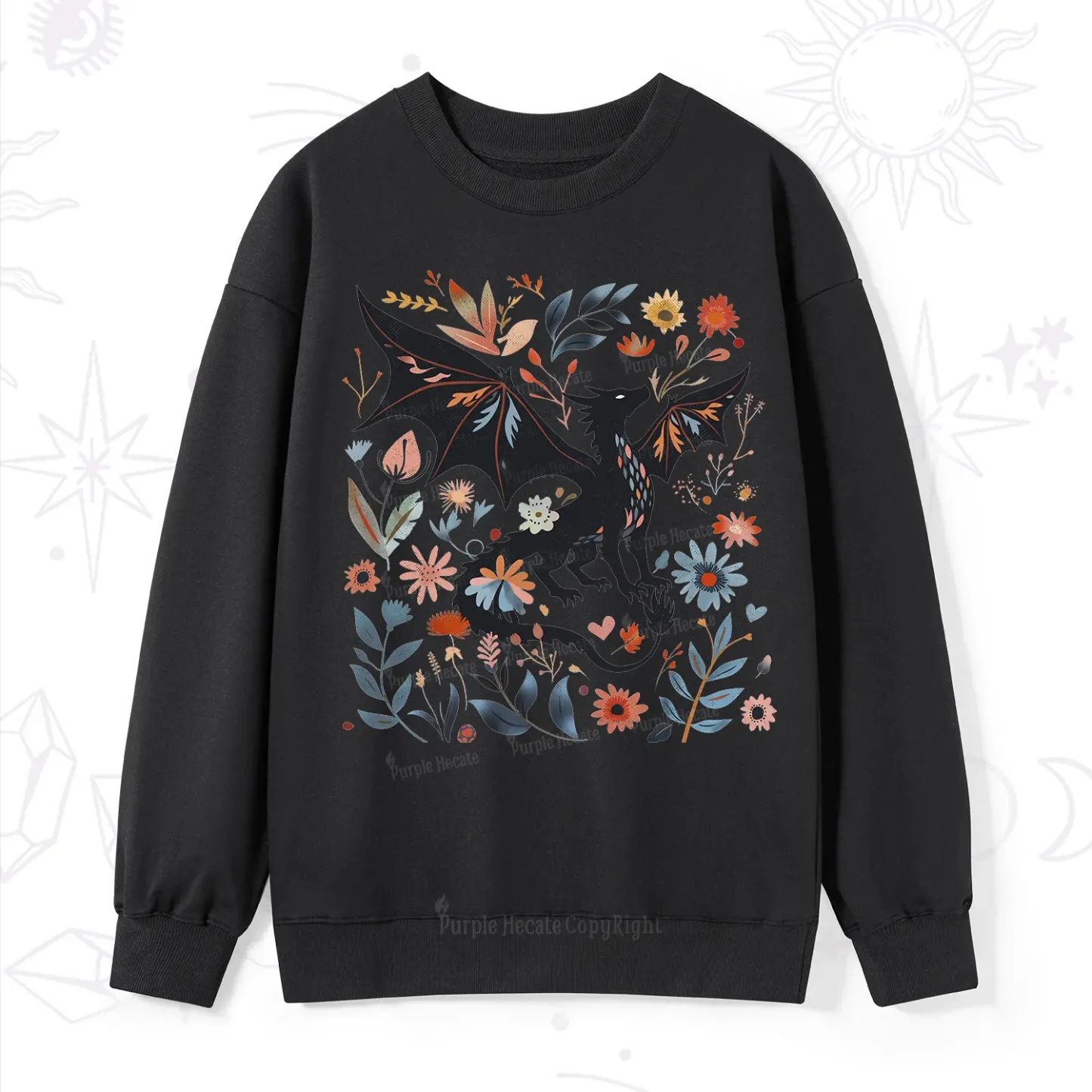 Purplehecate Vintage Fantasy Wyvern Bookish Sweatshirt