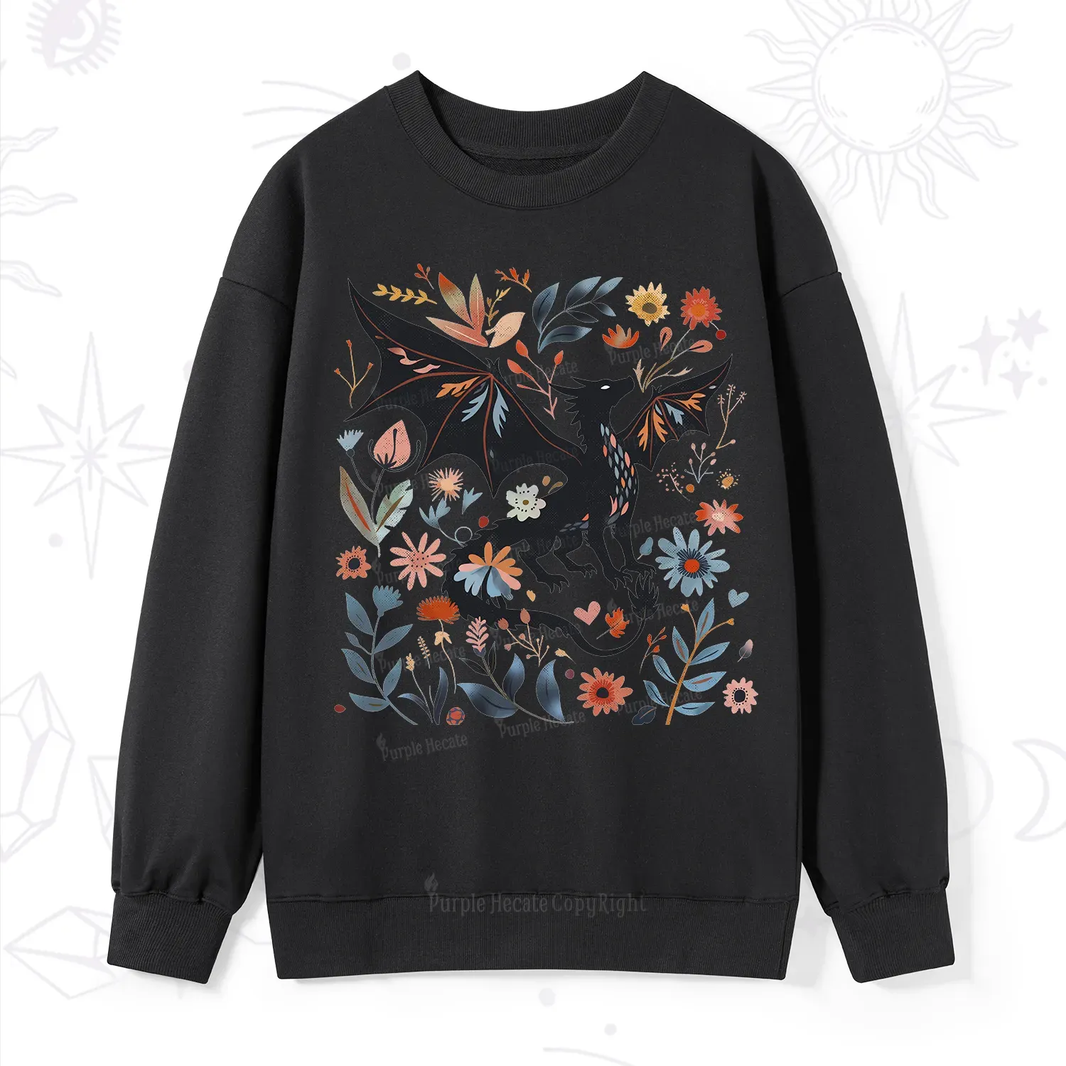 Purplehecate Vintage Fantasy Wyvern Bookish Sweatshirt