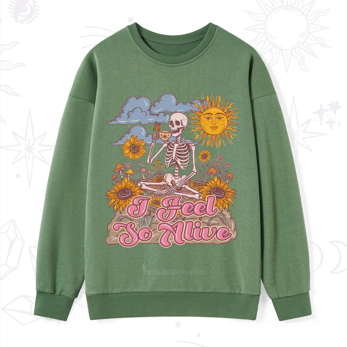 Purplehecate I feel So Alive Dancing Sarcastic Skeleton Sweatshirt