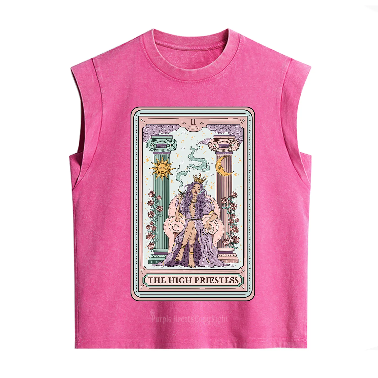 Purplehecate The High Priestess Tarot Card Vintage Washed Tank