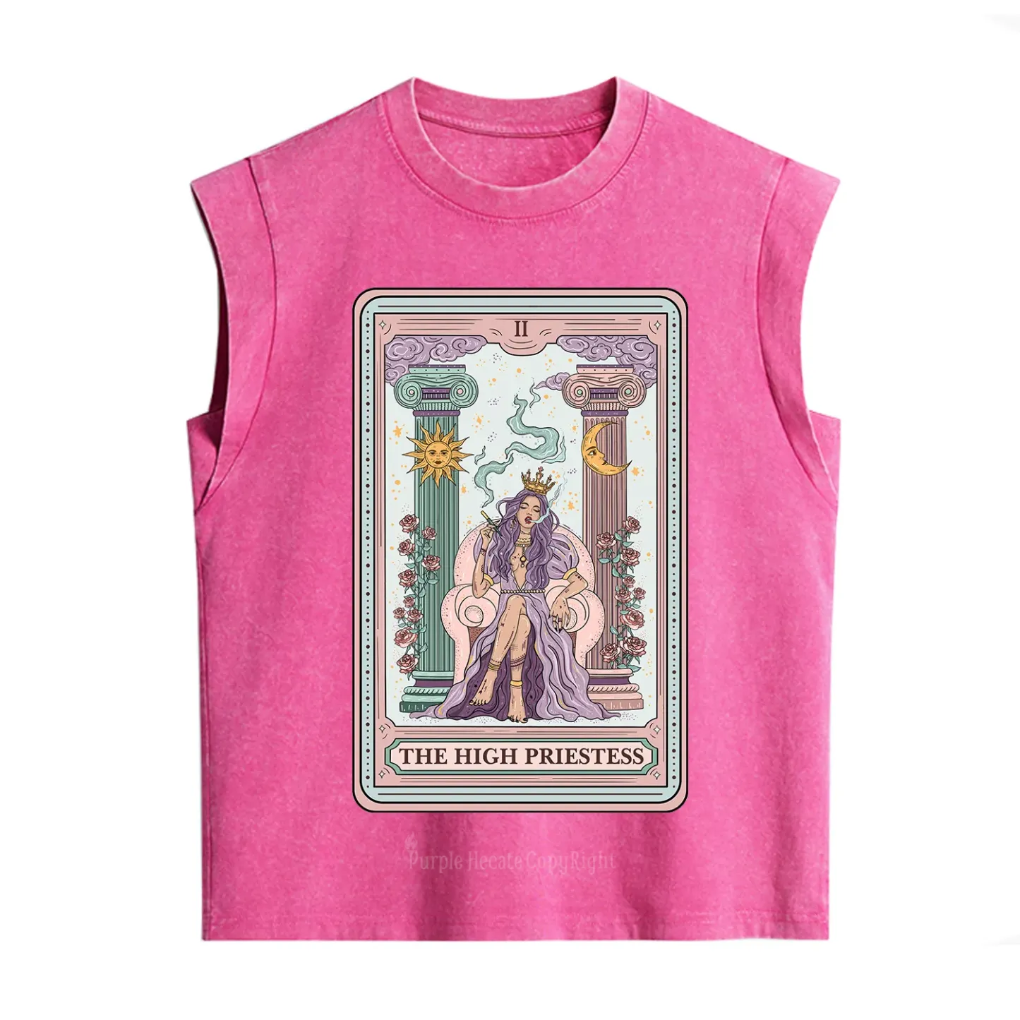 Purplehecate The High Priestess Tarot Card Vintage Washed Tank