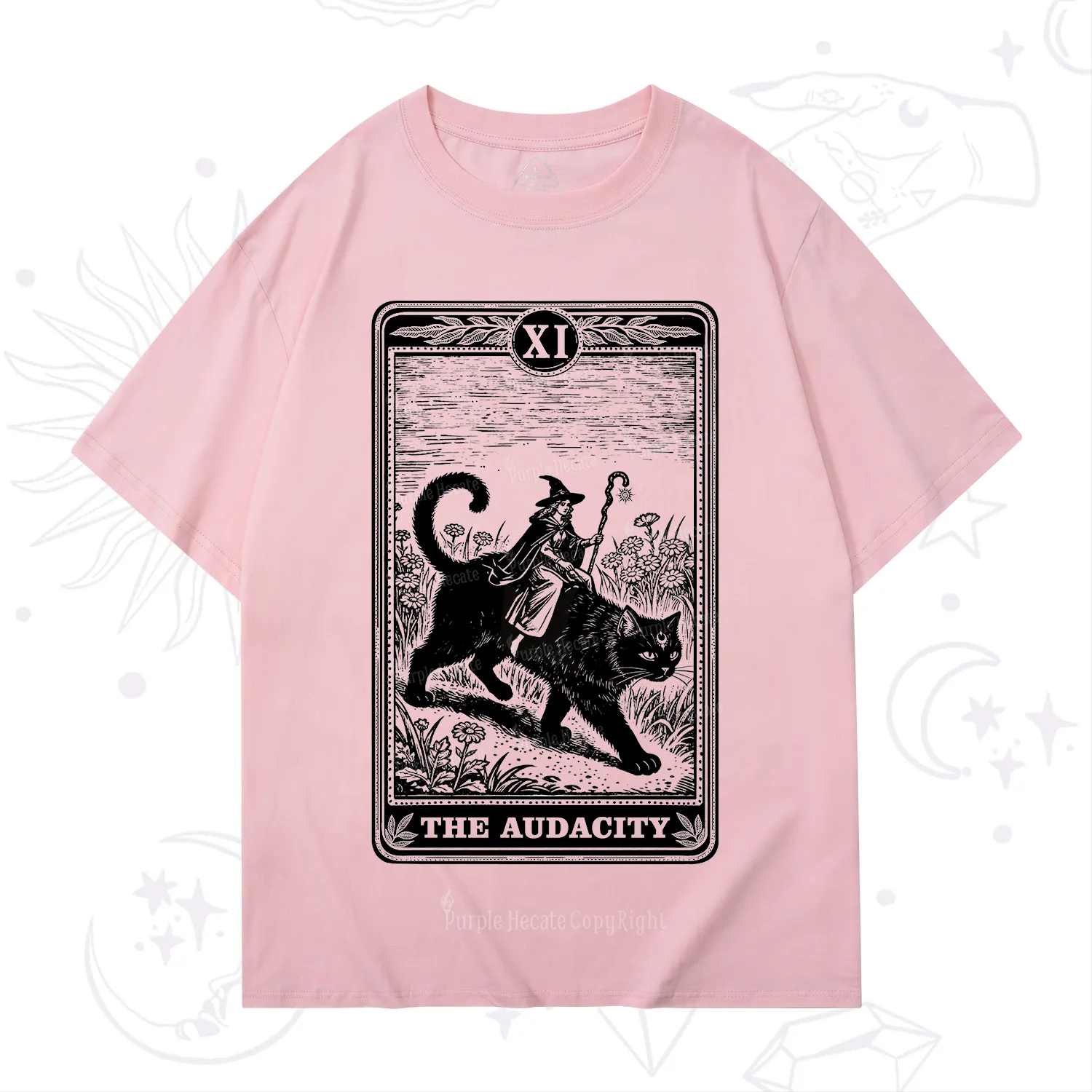 Purplehecate The Audacity Wizard Cat Tarot T-Shirt