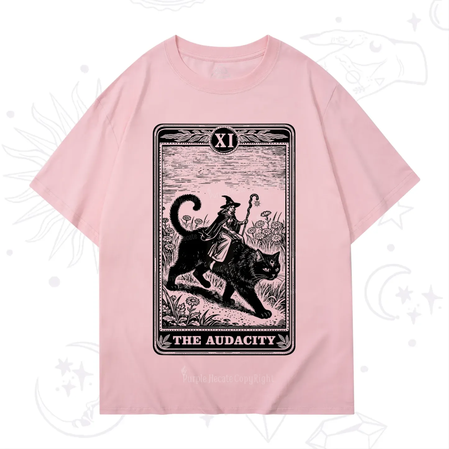 Purplehecate The Audacity Wizard Cat Tarot T-Shirt