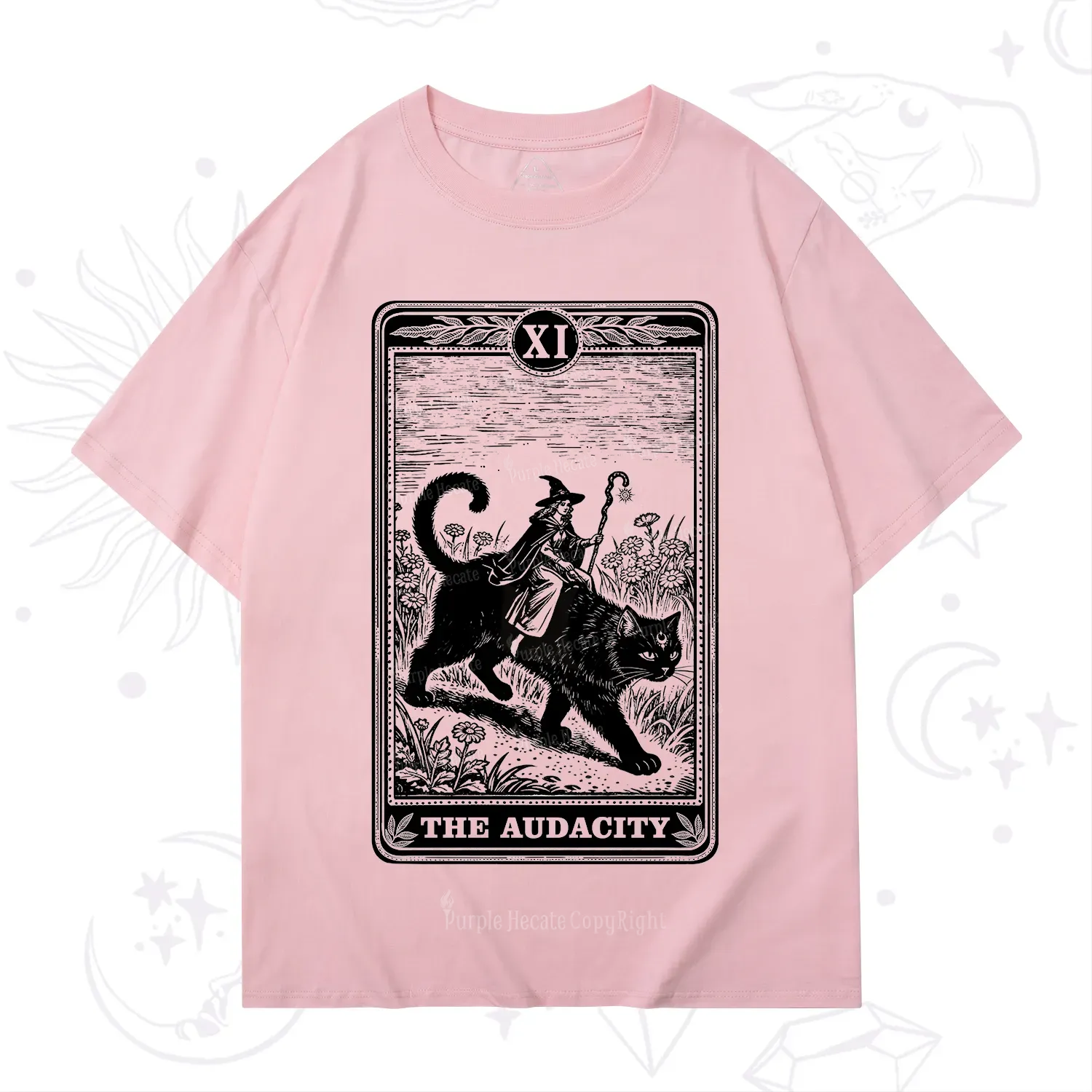 Purplehecate The Audacity Wizard Cat Tarot T-Shirt