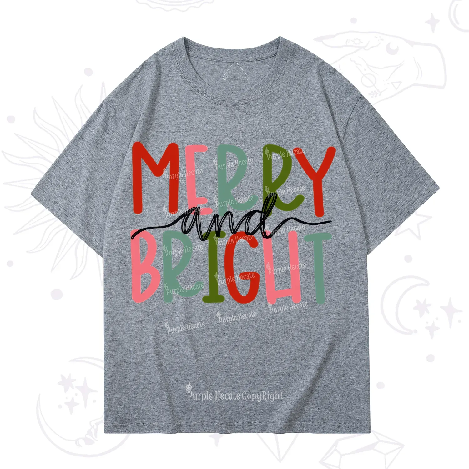 Purplehecate Merry and Bright Christmas T-Shirt
