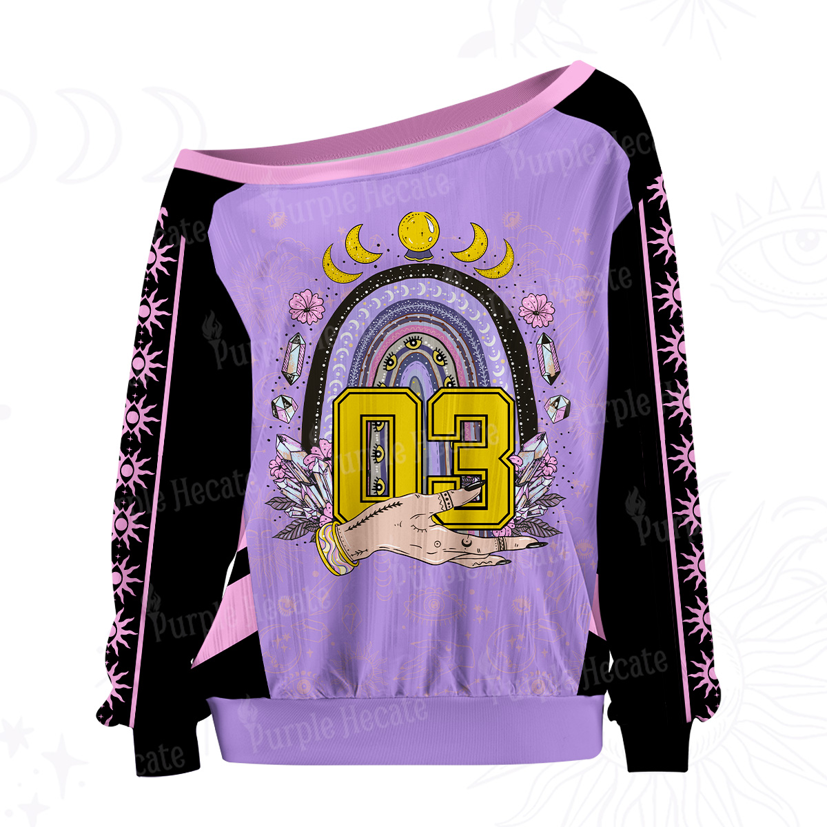 Purplehecate Magic Rainbow Off The Shoulder Graphic Jersey
