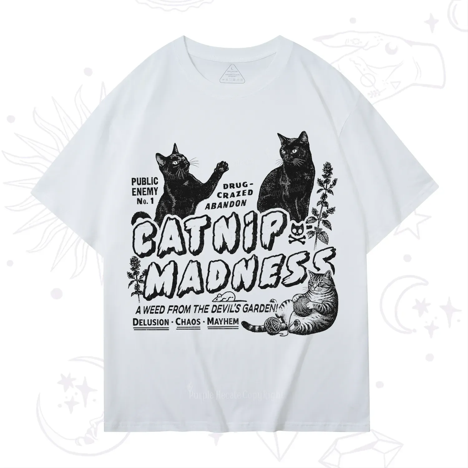 Purplehecate Catnip?Madness Cute?Cat T-Shirt