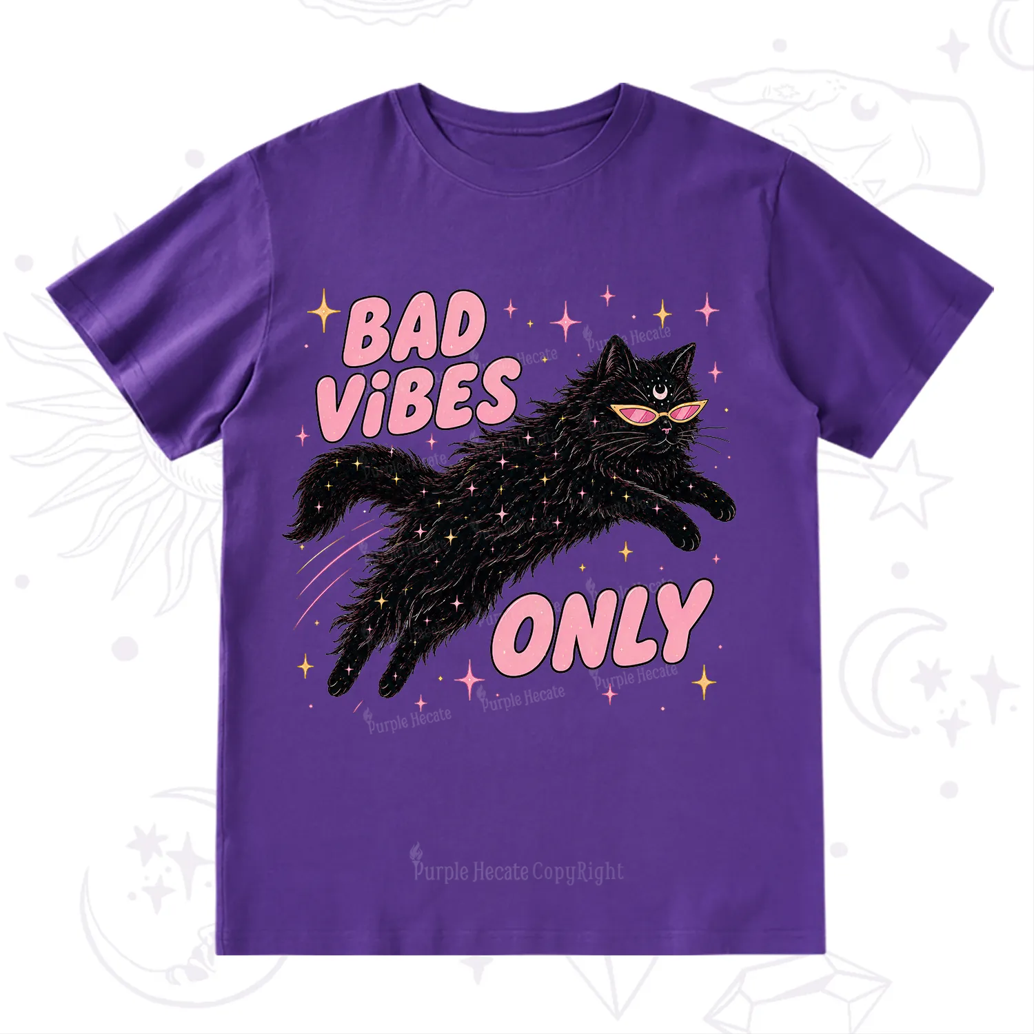Purplehecate Black Cat Vibes Only T-Shirt