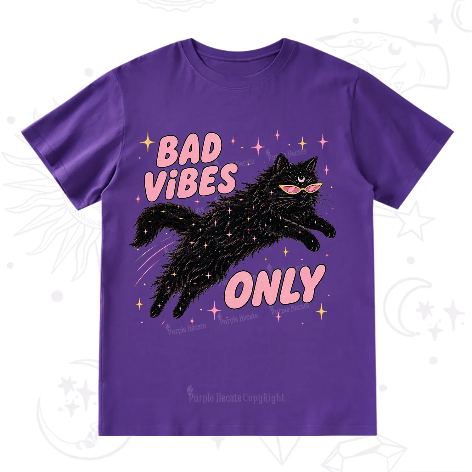Purplehecate Black Cat Vibes Only T-Shirt